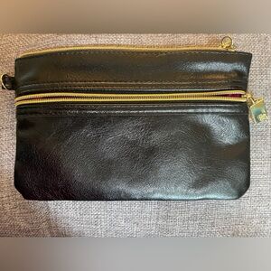 Saks Fifth Avenue purse clutch Black leather